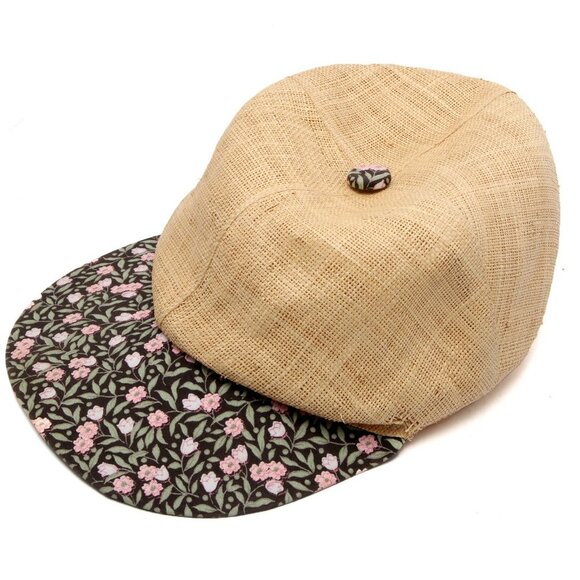 Vintage Laura Ashley Straw Floral Cap Baseball Hat Tan Retro Summer Lightweight - Picture 9 of 9